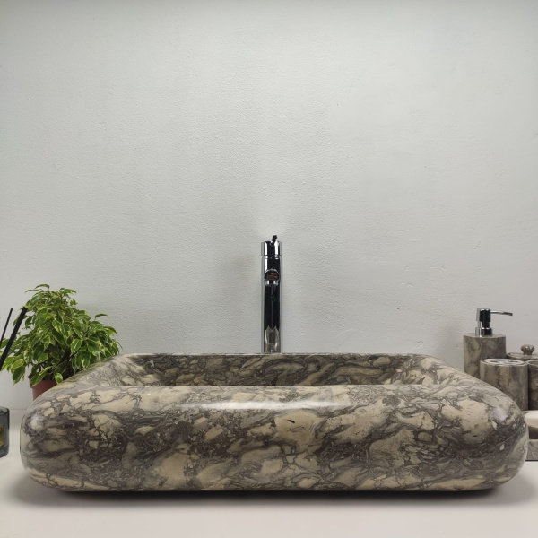 Накладная раковина из мрамора Kotak Luncur bibir Doreng KL-00864 (70*40*15) фото