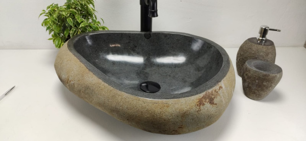 Накладная раковина из речного камня RS0871 (57*42*15) фото