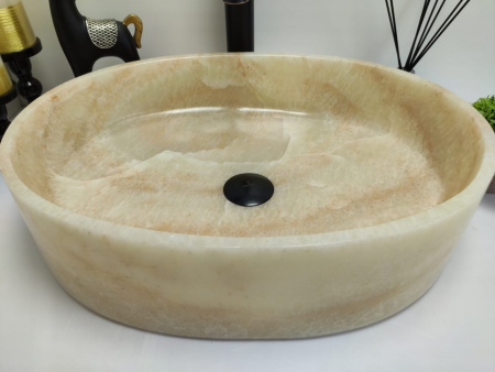 Накладная раковина из оникса Indo Oval Yellow OY-00353/2 фото