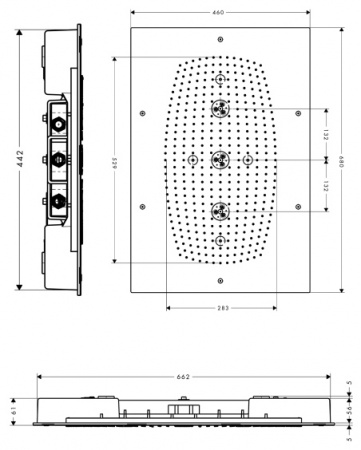Верхний тропический душ Hansgrohe Raidance Rainmaker 680x460 на потолок 28417000 фото