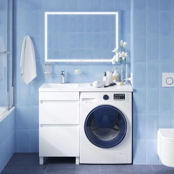 Тумба под стиральную машину с раковиной Iddis Optima Home OPH11LBi95K 110 см левая фото