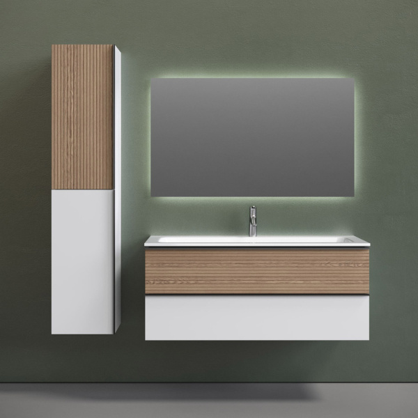 Тумба под раковину Sancos Delta DL120W дуб светлый/белый фото