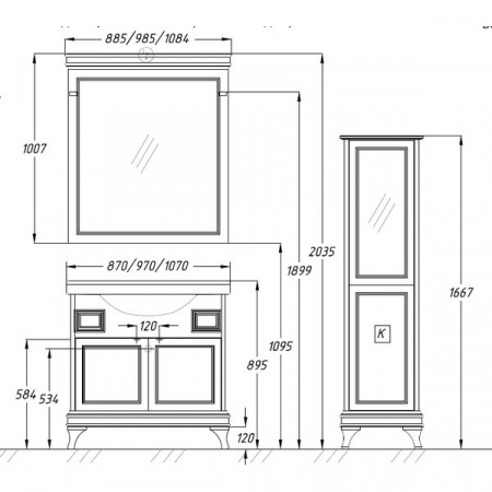 Тумба с раковиной Opadiris Борджия 85 00-00003197 фото