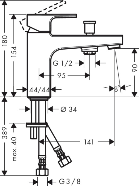 Смеситель на борт ванны Hansgrohe Vernis Shape 71463000 хром фото