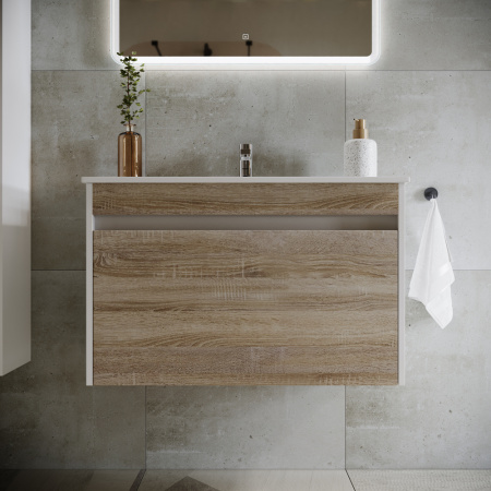 Тумба под раковину Sancos Smart SM80E дуб бардолино/белый фото