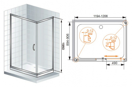 Душевой уголок Cezares Modena MODENA-AH-1-120/90-C-Br-L(R) 120x90 см фото