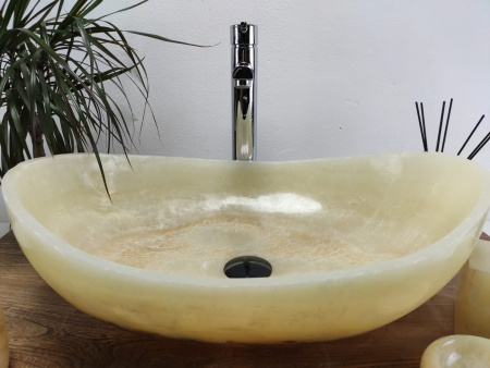 Накладная раковина из оникса Oval Yellow OO-01065 (55*38*19) фото