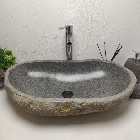 Накладная раковина из речного камня RS01327 (70*41*15) фото