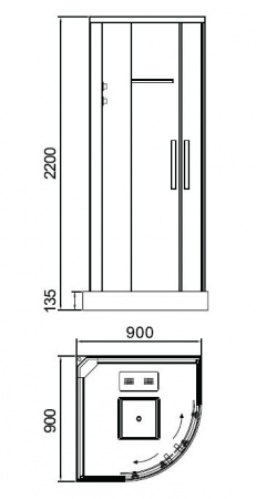 Душевая кабина с гидромассажем и паром Acquazzone Alexandra 90S 90x90x220 фото