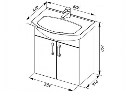 Тумба с раковиной Aquanet Ирис 60 00212658 фото