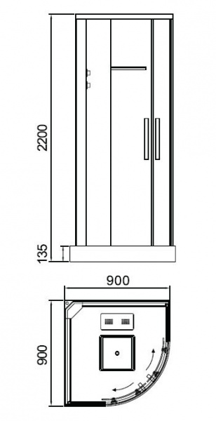 Душевая кабина с гидромассажем Acquazzone Alexandra 90 90х90х220 фото