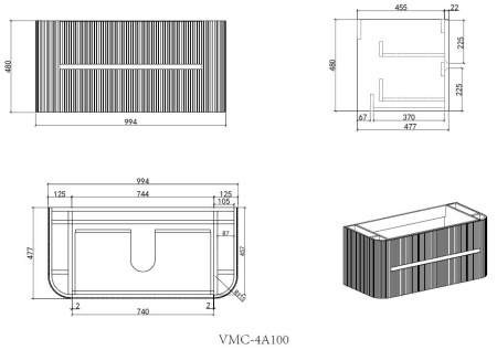 Тумба под раковину Vincea Alto 100 VMC-4A100MLG светло-серая матовая фото