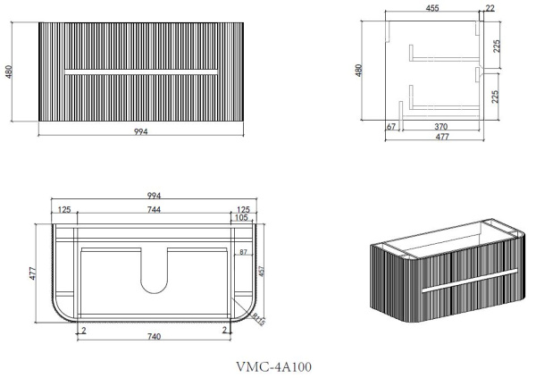 Тумба под раковину Vincea Alto 100 VMC-4A100MLG светло-серая матовая фото