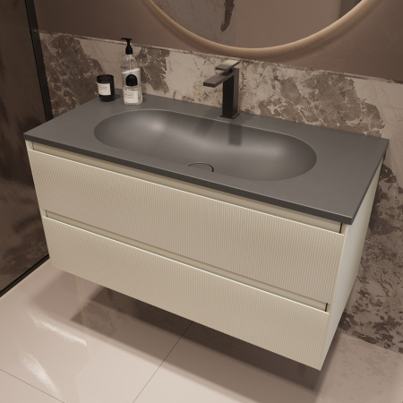 Тумба под раковину Vincea Welle 100 VMC-2WL100MBG M.Beige Soft-touch фото