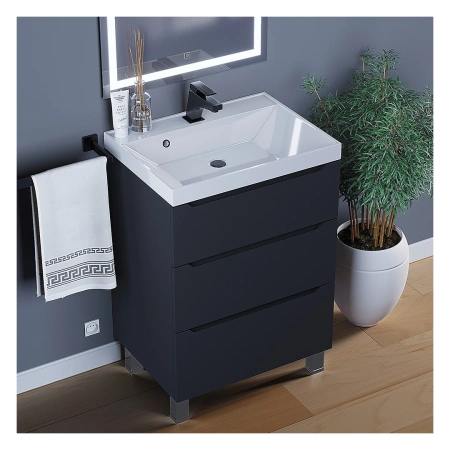 Тумба под раковину напольная Uperwood Tanos 60 291020332 черная матовая фото