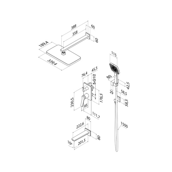 Душевая система скрытого монтажа Iddis Parker PARGM03i68 графит матовый фото
