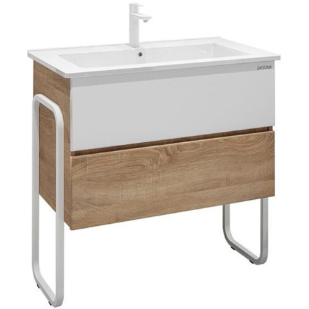 Тумба под раковину Grossman Солис 85 108502 дуб сонома/белый фото
