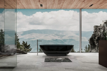 Ванна из полиэфирной смолы Abber Kristall AT9702Onyx 185x80 черная фото