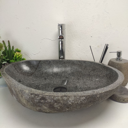 Накладная раковина из речного камня RS01379 (57*44*15) фото