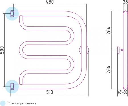 Водяной полотенцесушитель Сунержа Лира 500х500 Н.Г.  00-0011-5050 фото