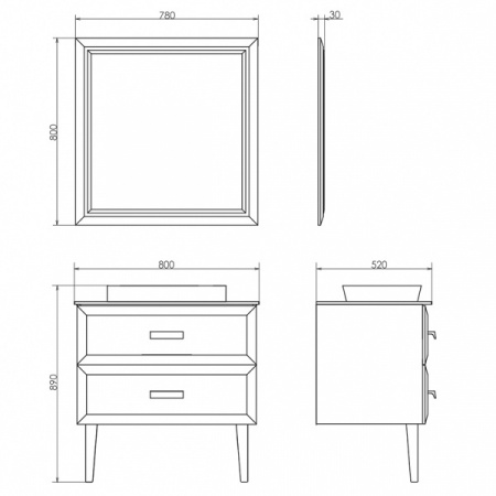 Зеркало Comforty Империя-80 белый глянец фото