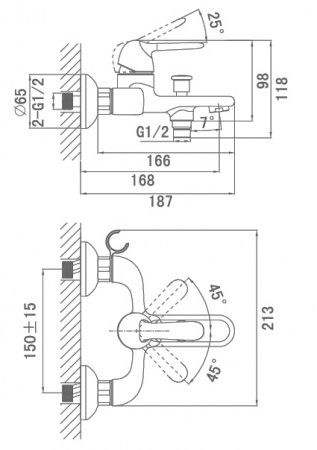 Смеситель для ванны с душем D&K Ambrosius Rhein DA1343201 фото