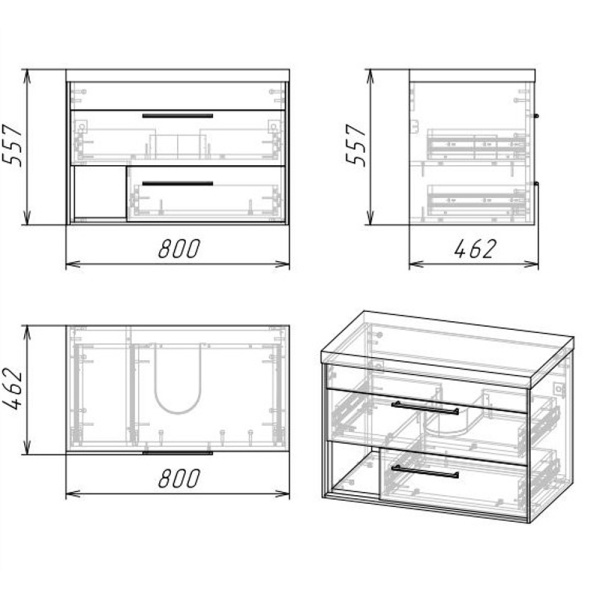 Тумба под раковину Grossman Реал 80 108009 веллингтон/бетон фото