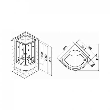 Душевая кабина Appollo TS-49W тонированное стекло фото