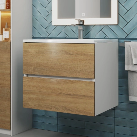 Тумба под раковину Uperwood Barsa 60 2930205256 белая/дуб сонома фото