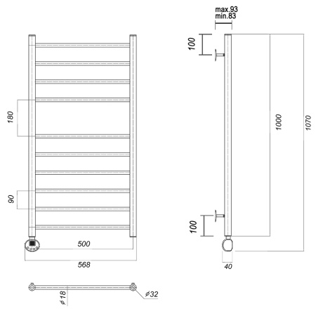 Полотенцесушитель электрический Domoterm Медея Медея П10 500x1000 EL фото