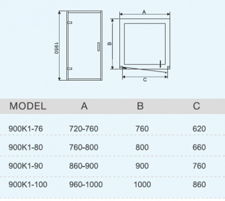Душевая дверь WeltWasser WW900 900К1-90 90 см фото