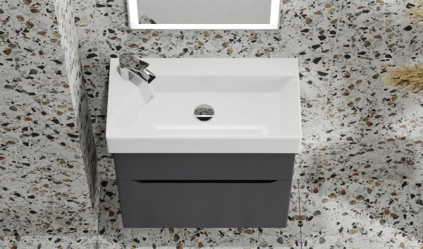 Тумба с раковиной Raval Brik 55 Brk.01.55/P/A/RL антрацит фото