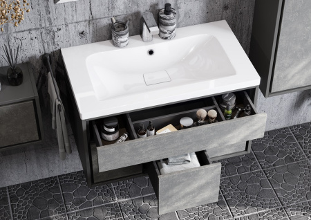 Тумба с раковиной Акватон Уэльс 80 1A267901WA6A0 авеллино грей / антрацит фото
