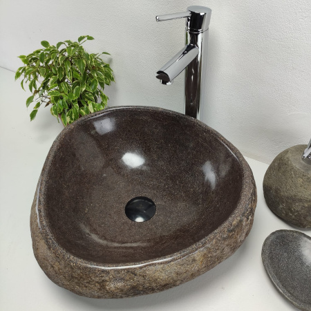 Накладная раковина из речного камня RS0910 (45*45*16) фото