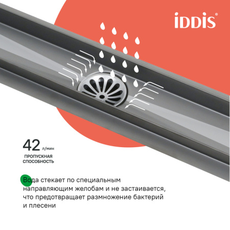 Душевой лоток с решеткой Iddis Perfex 975B6GM20DZ графит фото
