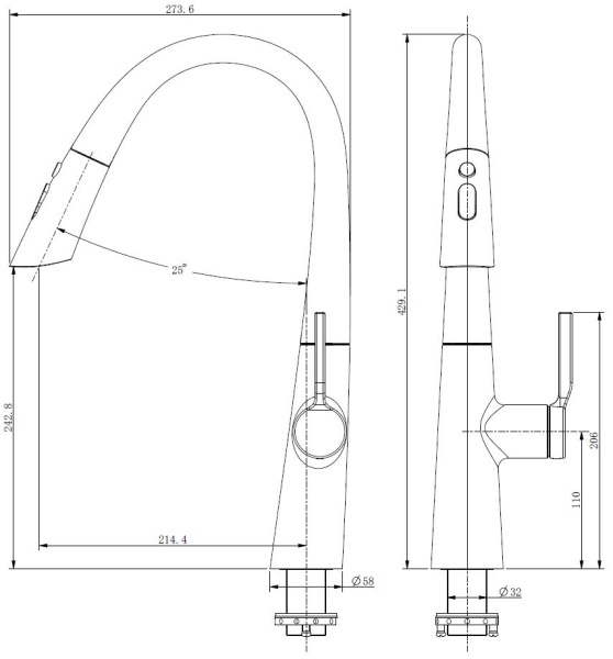 Смеситель для кухни с выдвижным изливом Vincea VKF-176MB черный матовый фото