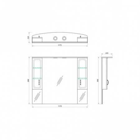 Зеркало-шкаф Kaksa Патина 004490 120 см серый с черным фото