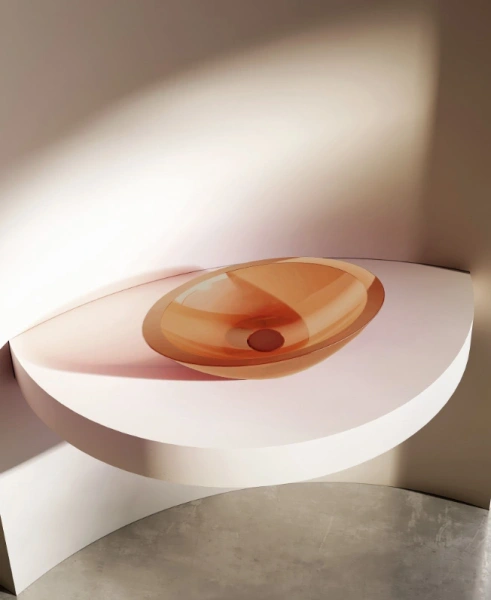 Накладная раковина Abber Kristall AT2810Topas 50x32 оранжевая фото