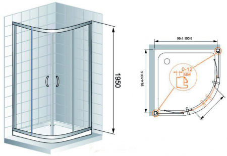 Душевой уголок Cezares Modena MODENA-R-2-100-P-G 100x100 см фото