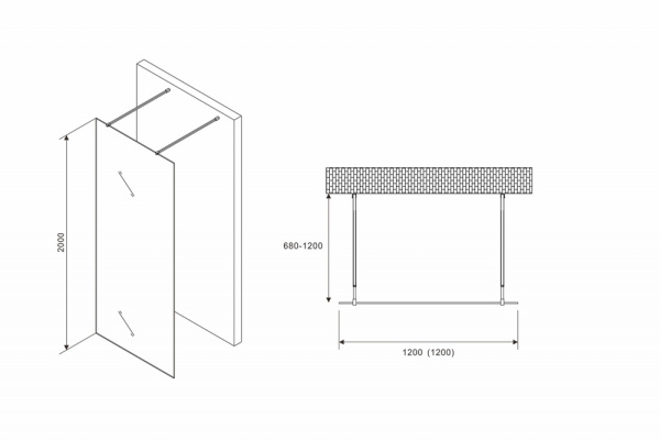 Душевая перегородка ABBER Immer Offen AG68120B8 120 см фото