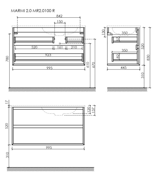 Тумба под раковину Sancos Marmi 2.0 MR2.0100RECH дуб чарльстон фото