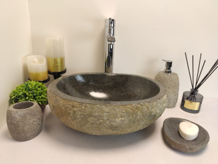 Накладная раковина из речного камня RSM0637 (40*32*15) фото