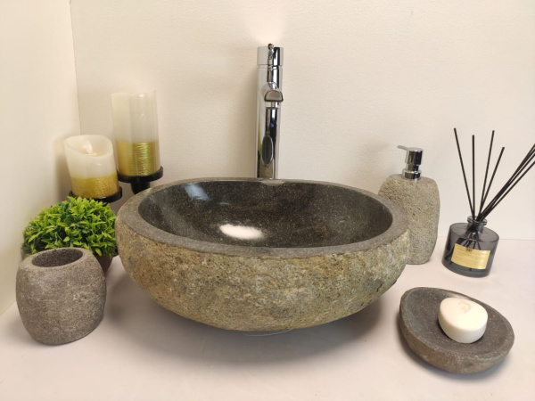 Накладная раковина из речного камня RSM0637 (40*32*15) фото