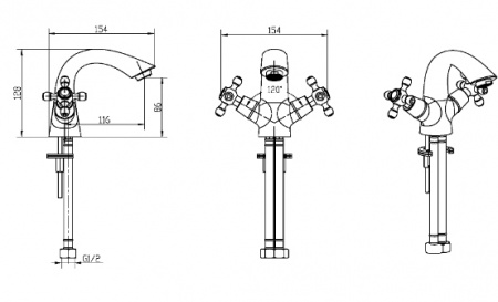 Смеситель для раковины двухвентильный Boheme Satine 311-ST фото
