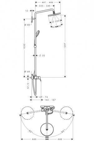 Душевая стойка Hansgrohe Croma 220 Showerpipe 27222000 фото