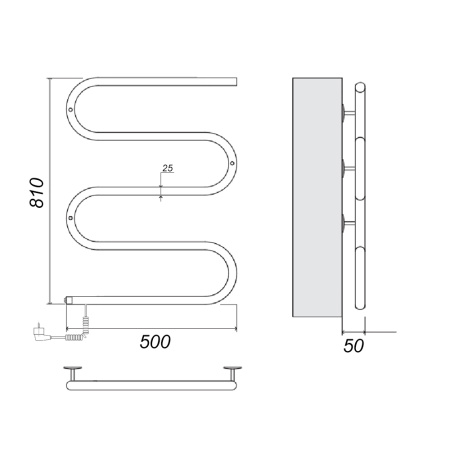 Полотенцесушитель электрический Domoterm E-образный DMT 103-25 50x81 EK L фото