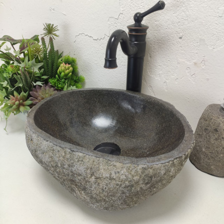 Накладная раковина из речного камня RS01485 (40*31*15) фото