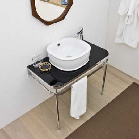 Металлическая консоль для раковины Artceram Azuley AZA003 71 03 nero/cr фото