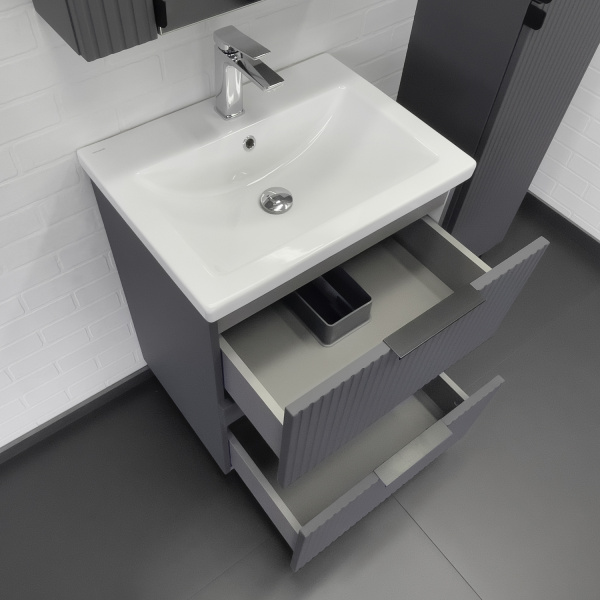 Тумба с раковиной Comforty Лима 60Н2 00-00019209 антрацит фото