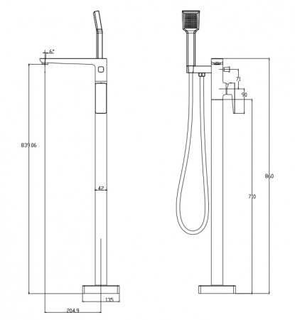 Cмеситель для ванны Omnires Parma PM7433GR графит фото
